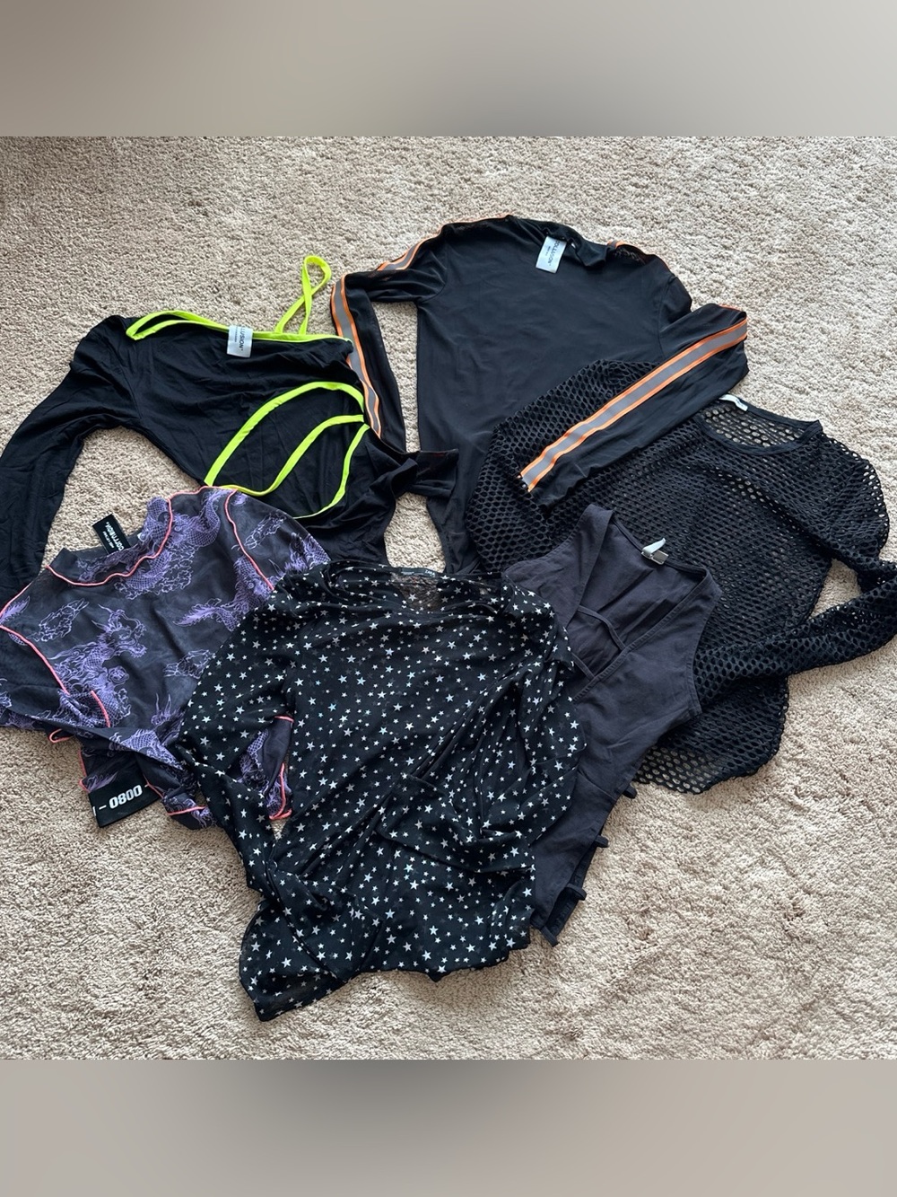 Zara Sheer Mesh Top & Collusion UK Mesh Bodysuit BUNDLE 6 tops
